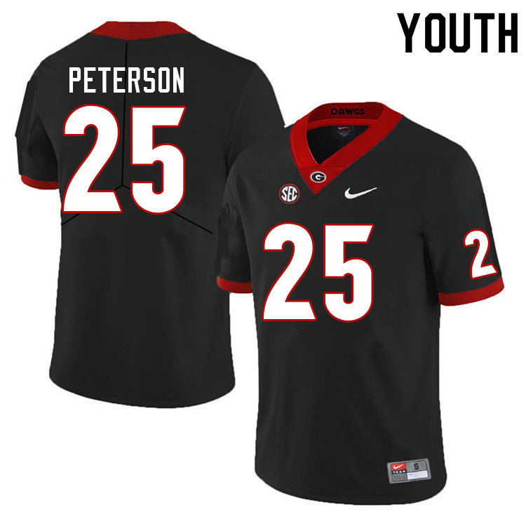 Youth #25 Steven Peterson Georgia Bulldogs College Football Jerseys Sale-Black